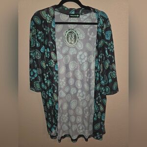 Turquoise Print Mesh Cardigan